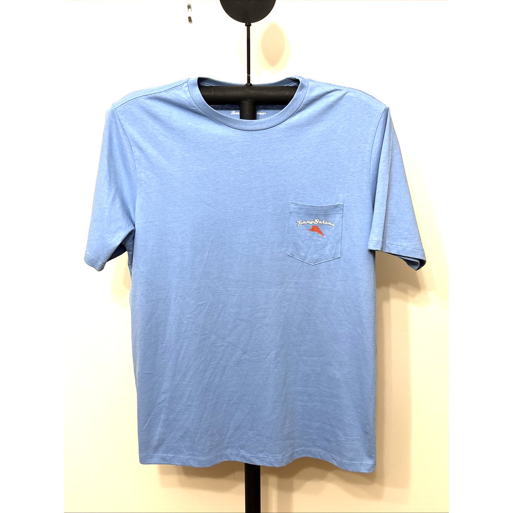 Tommy Bahama Blue Pass the Chips Crew Neck Cotton T-Shirt - Size M
